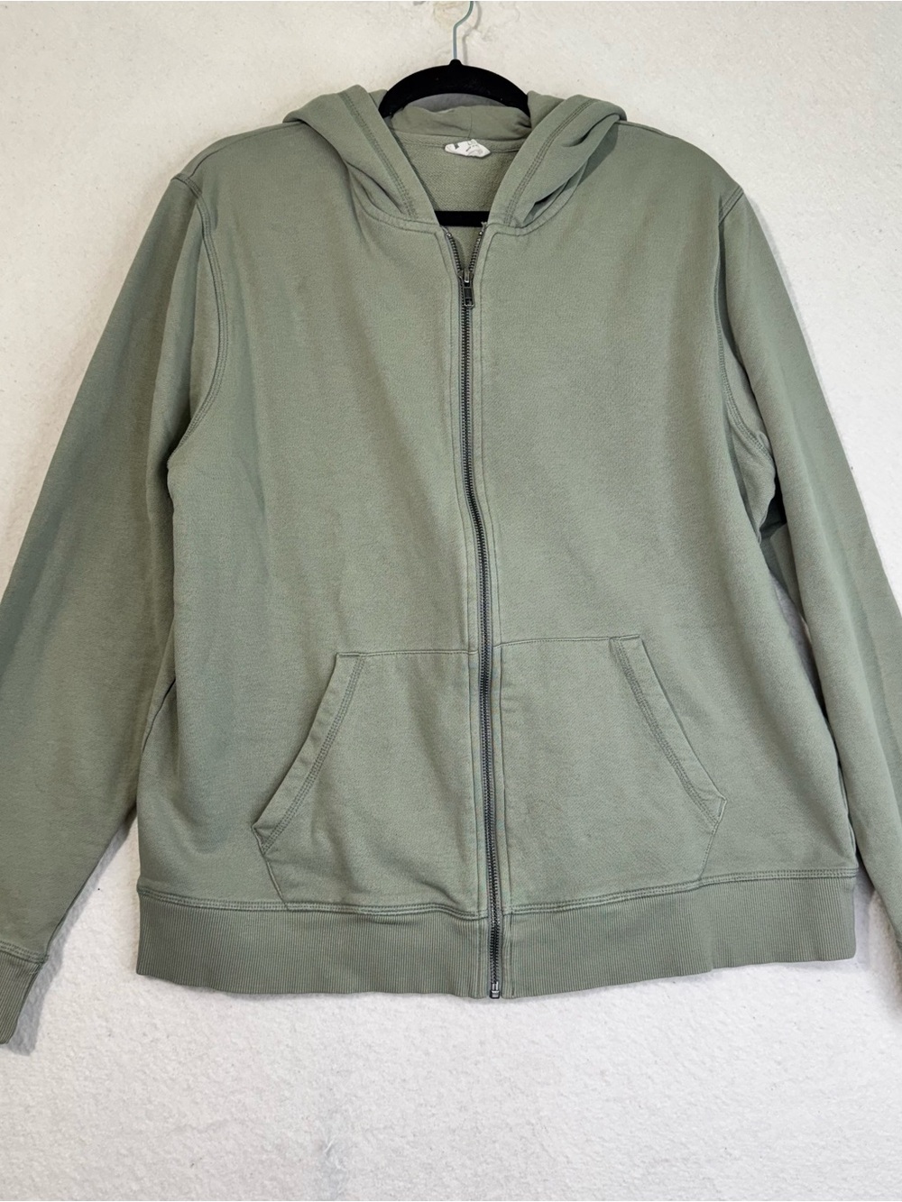 PACT Organic Cotton Hooded Full-Zip Sweatshirt Jacket Sage Shadow Green Large